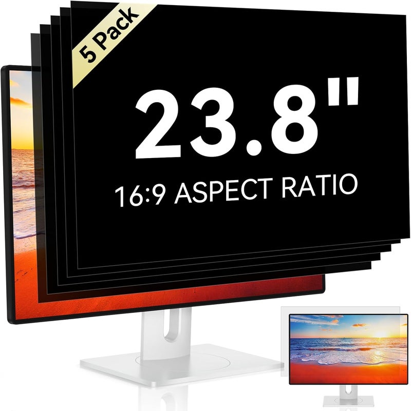 Mamol [5-Pack] 23.8 Inch Computer Privacy Screen for 16:9 Widescreen Monitor, Anti Glare Anti-UV Eye Protection Desktop PC LED Monitor Filter, Removable Anti-Scratch Screen Film 23in - Image 1